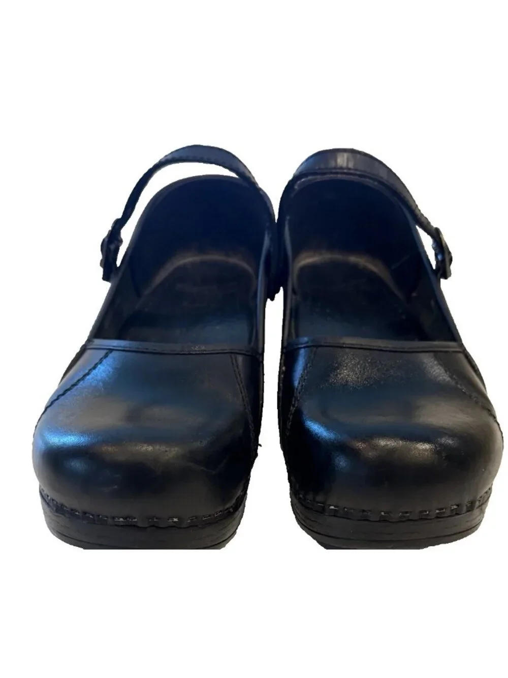 Dansko Women's Black Leather Mary Jane Clog Mules Strap Buckle Comfort Size 41